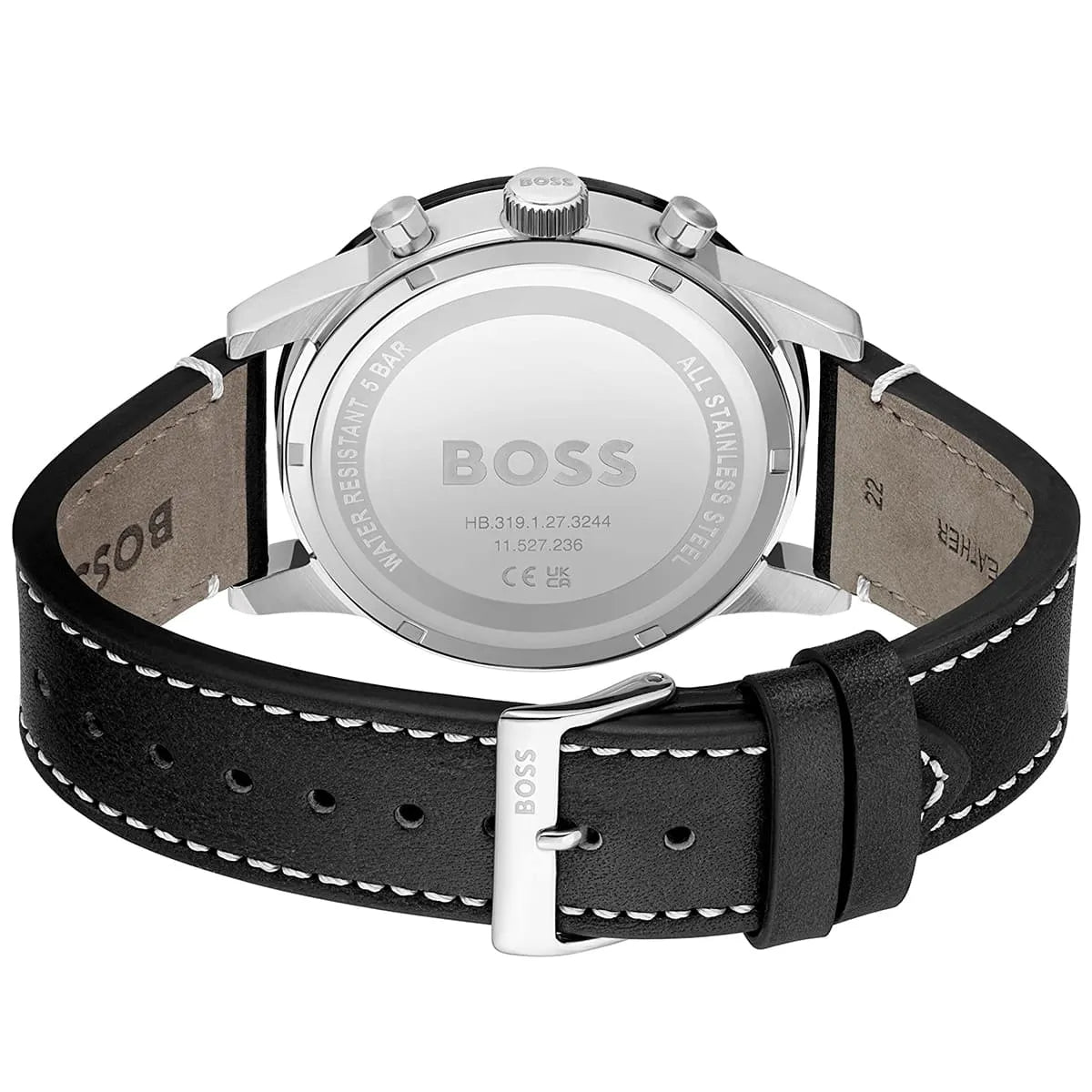 Hugo Boss Allure Black Dial Black Leather Strap Watch for Men - 1513920