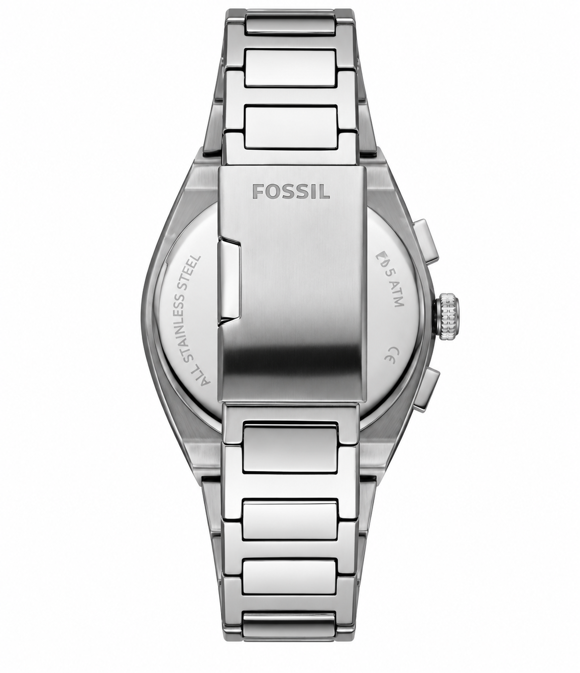 Fossil Everett Silver Stainless Steel Green Dial Chronograph Quartz Watch for Gents - FS5964