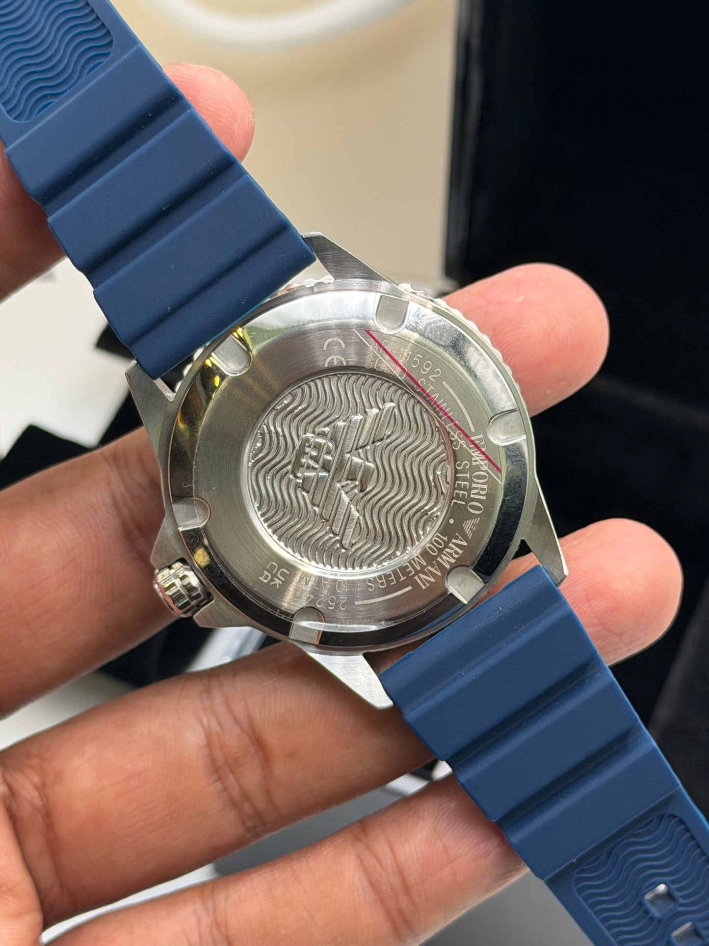Emporio Armani Men’s Quartz Blue Silicone Strap Blue Dial 42mm Watch AR11592