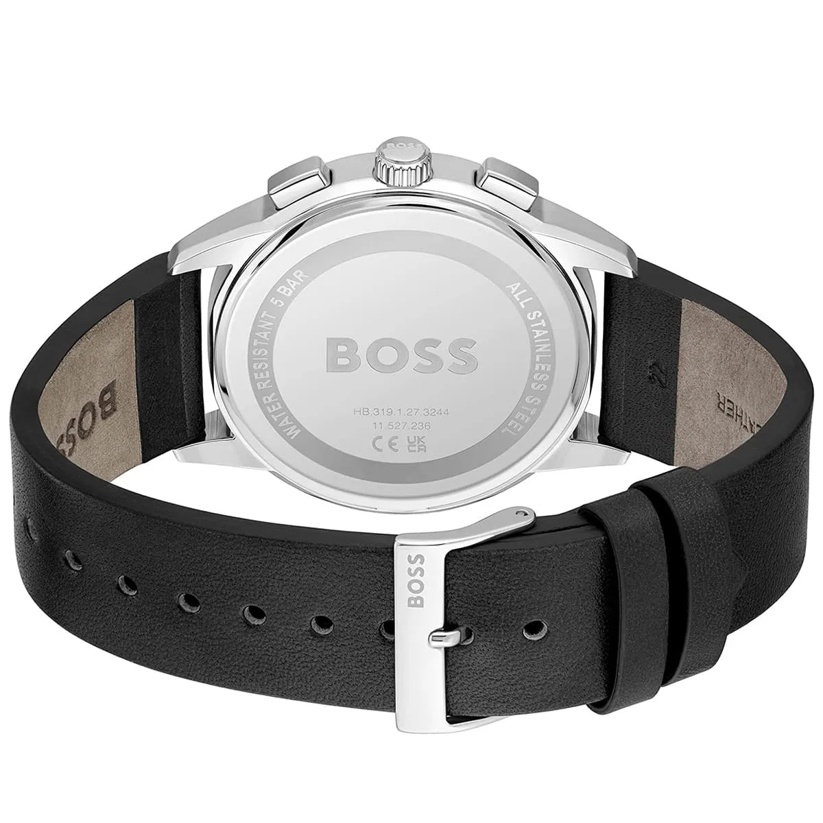 Hugo Boss Watch For Men Dapper 1513925 Chronograph With Black dial Leather belt with Black color