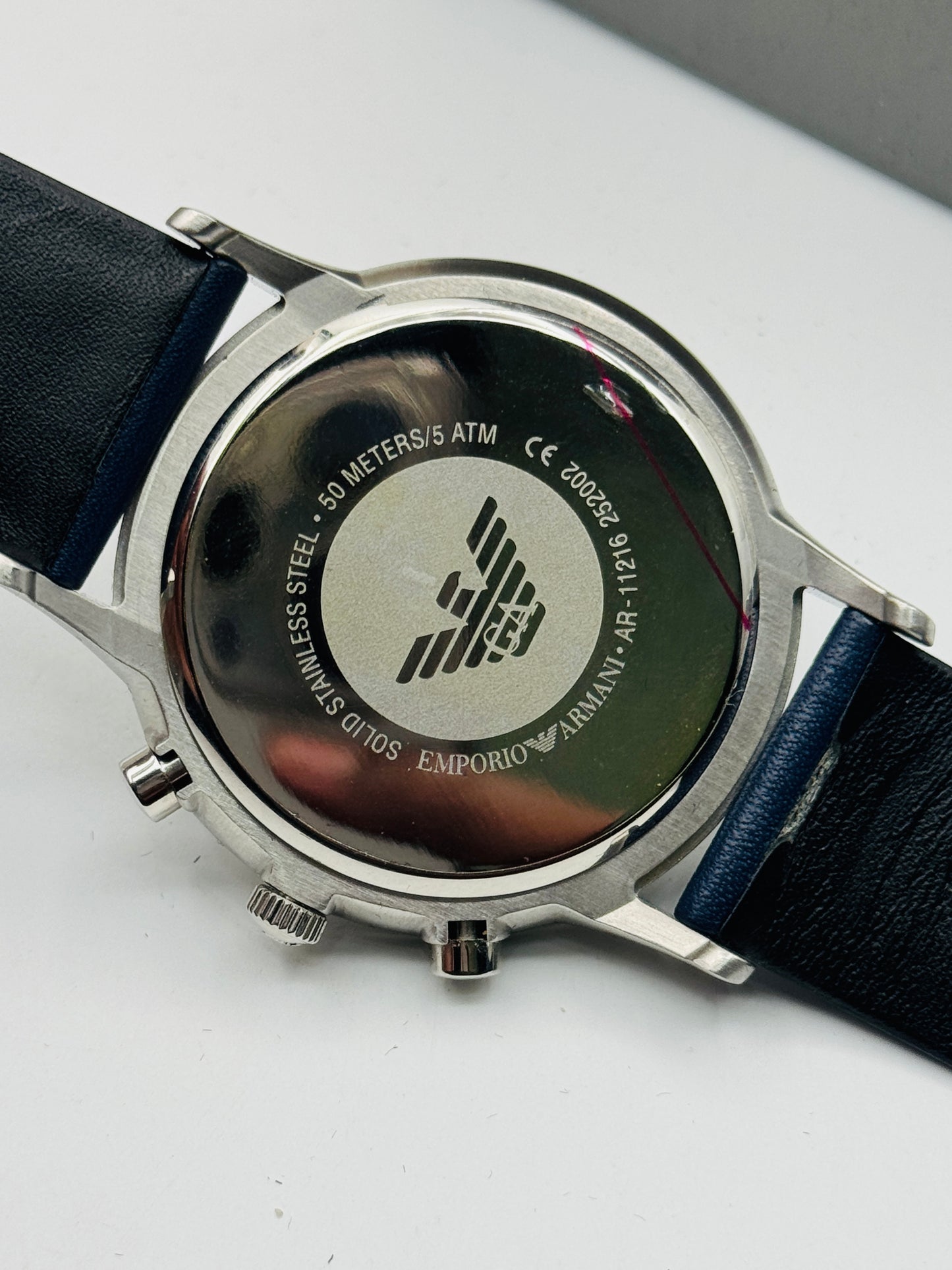 EMPORIO ARMANI Renato Blue Leather Strap Blue Dial Chronograph Quartz Watch for Gents - AR11216