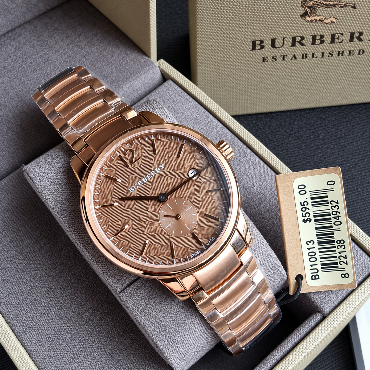 Burberry The Classic Rose gold Stainless Steel Rose Gold Dial Quartz Watch for Gents - BU10013