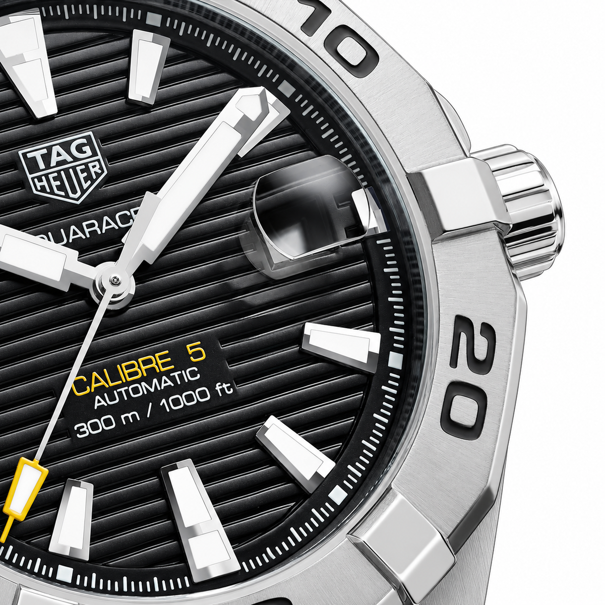 Tag Heuer Aquaracer Calibre 5 Silver Stainless Steel Black Dial Automatic Watch for Gents - WAY2010BA0927
