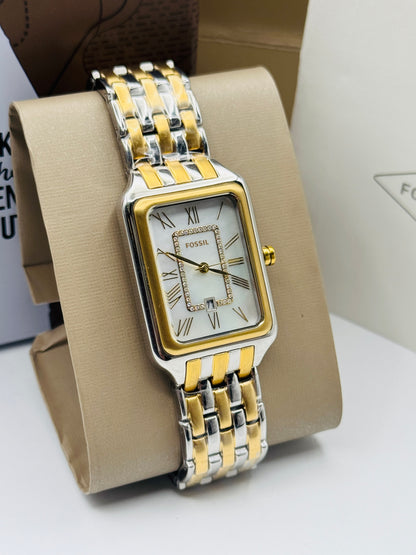 Fossil Raquel Two-tone Stainless Steel Mother Of Pearl Dial Quartz Watch for Ladies - ES5305 (Pre-Owned)