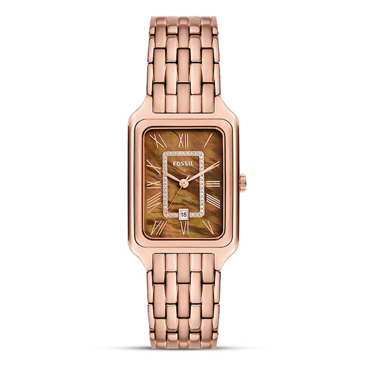 Fossil Rose Gold Stainless Steel Brown Dial Quartz Watch for Ladies - ES-5323