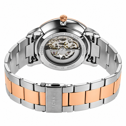 Fossil Men’s Automatic Two-tone Stainless Steel White Skeleton Dial 44mm Watch ME3196