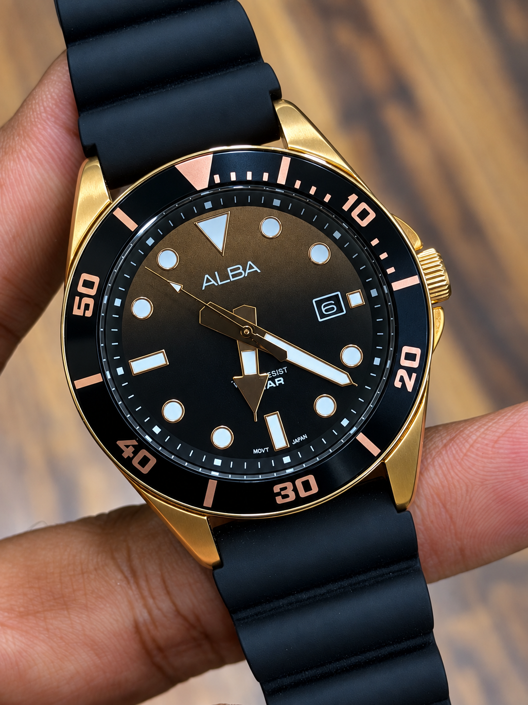 Original Alba Watch For Men Active AG8K20X1 With Brown Dial Rubber Belt with Black Color
