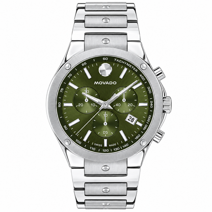 Movado SE Chronograph Green Dial 42mm Men's Watch - 0607976