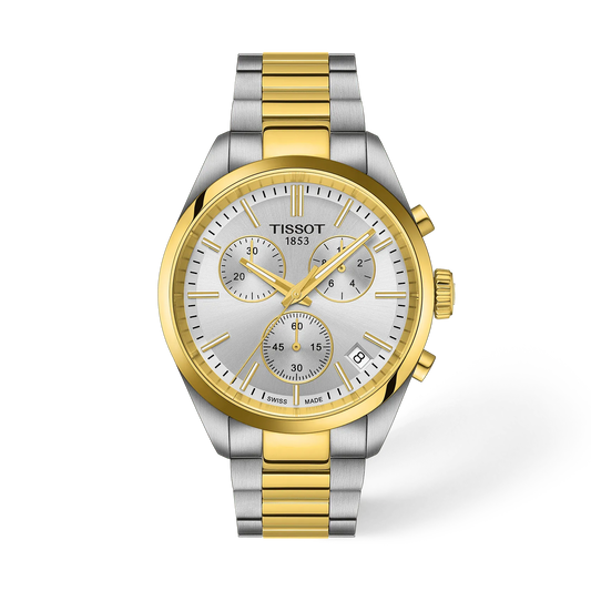 Tissot PR 100 Two-tone Stainless Steel Silver Dial Chronograph Quartz Watch for Gents - T150.417.22.031.00