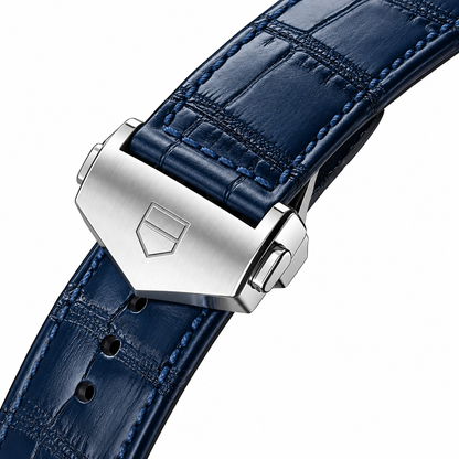 Tag Heuer Carrera Calibre 5 Blue Leather Strap Blue Dial Automatic Watch for Gents - WAR201E.FC6292