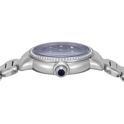 Original Emporio Armani Watch For Women Mia AR11630 With Blue dial , Featured with Crystals Moonphase decorated