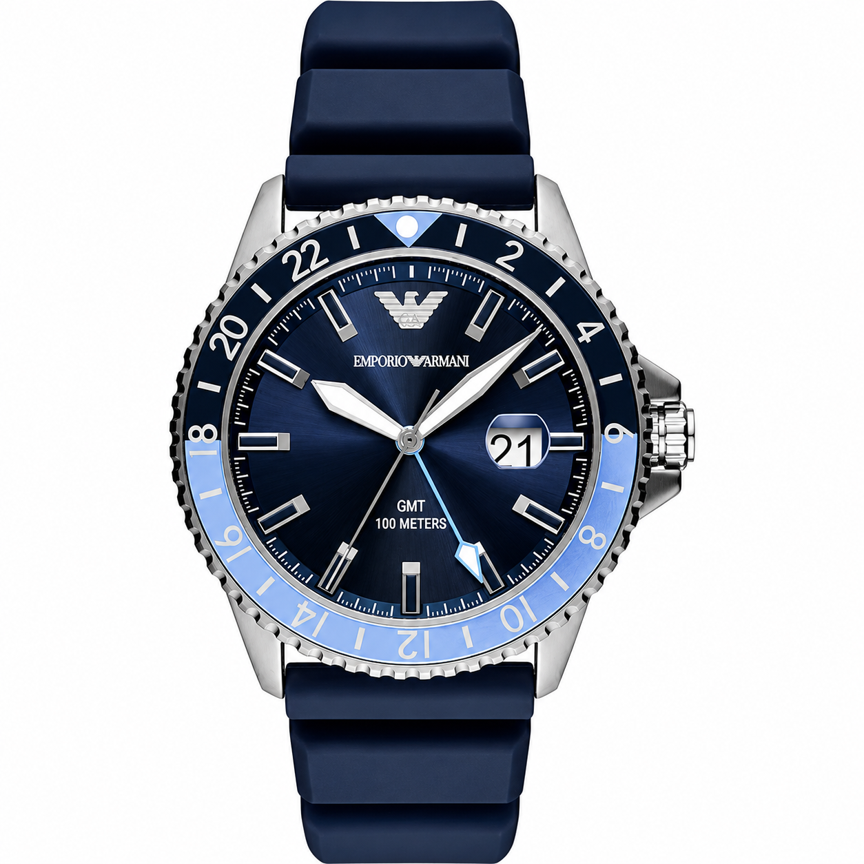 Emporio Armani Men’s Quartz Blue Silicone Strap Blue Dial 42mm Watch AR11592
