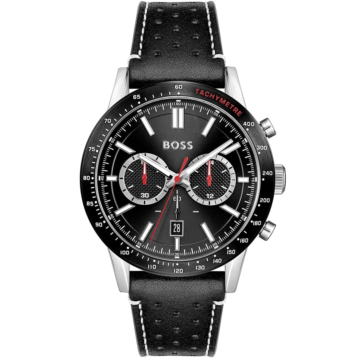 Hugo Boss Allure Black Dial Black Leather Strap Watch for Men - 1513920