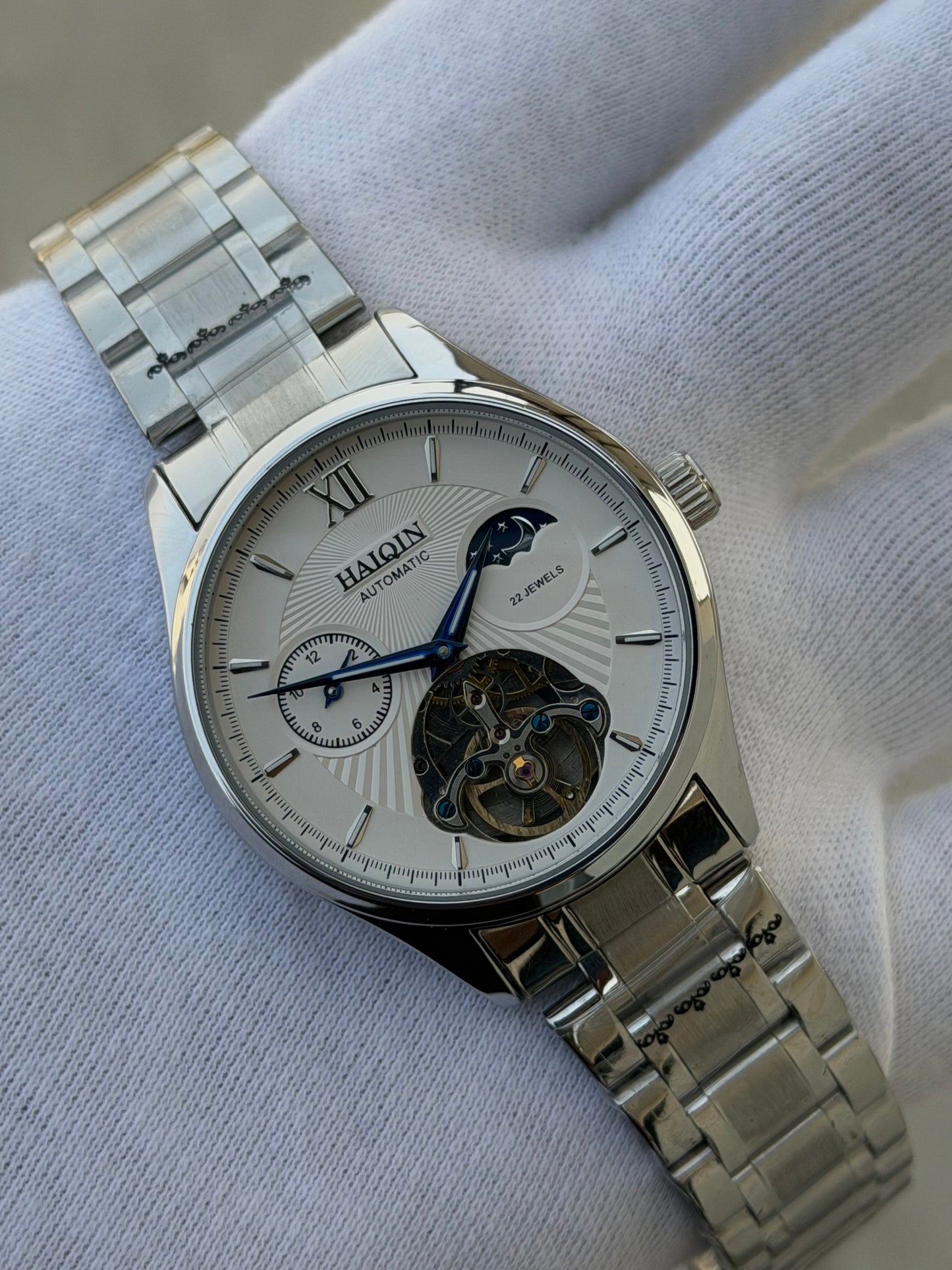 Haiqin Original Moonphrase Watch Mens Automatic 43mm