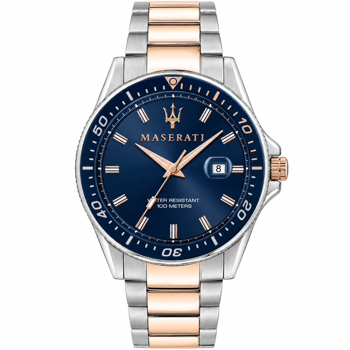 Maserati Sfida Two-Tone Stainless Steel Blue Dial Quartz Watch for Gents - R8853140003 (PRE-OWNED)