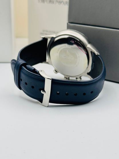 EMPORIO ARMANI Renato Blue Leather Strap Blue Dial Chronograph Quartz Watch for Gents - AR11216