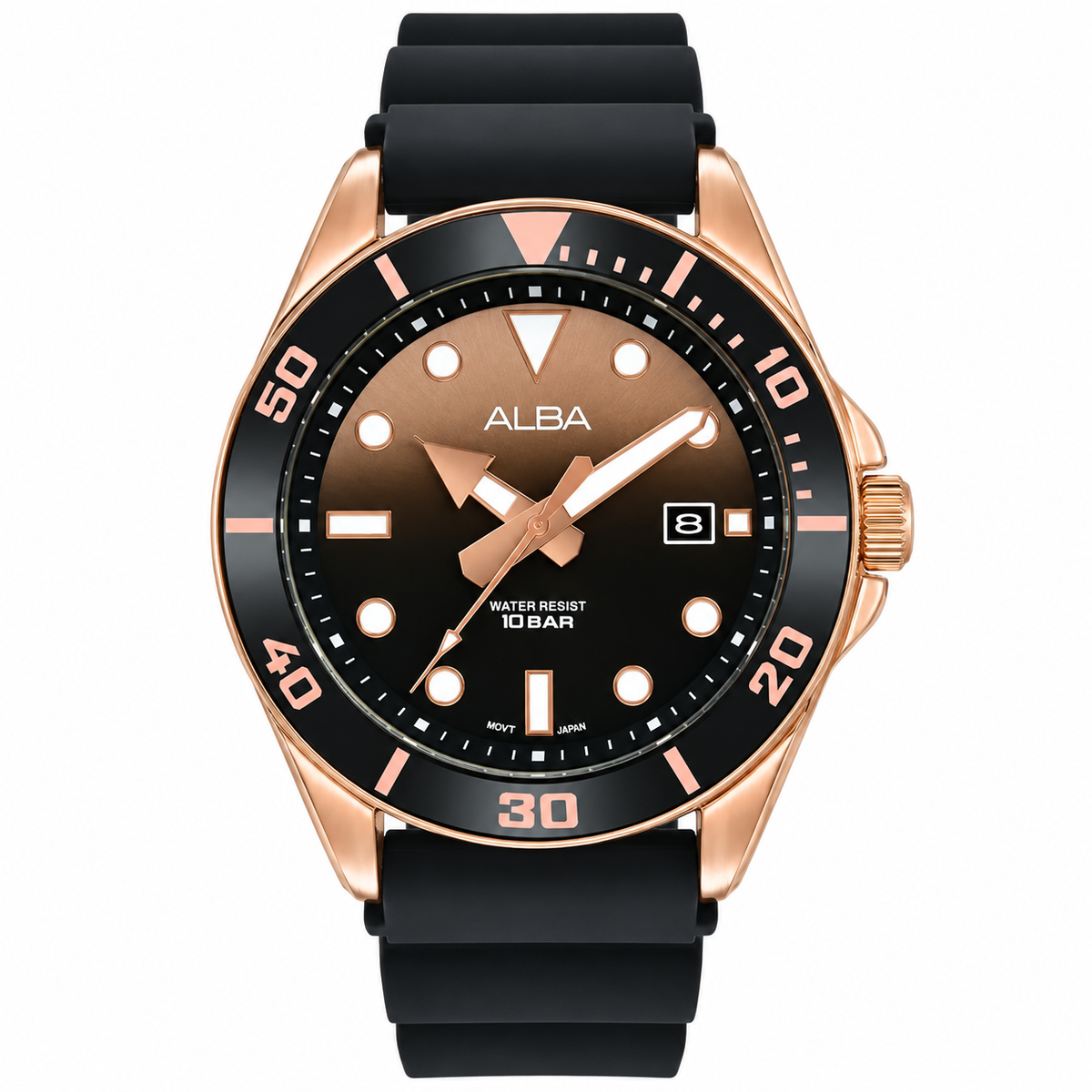 Original Alba Watch For Men Active AG8K20X1 With Brown Dial Rubber Belt with Black Color