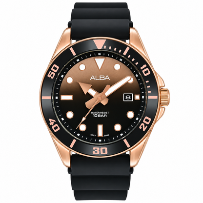 Original Alba Watch For Men Active AG8K20X1 With Brown Dial Rubber Belt with Black Color