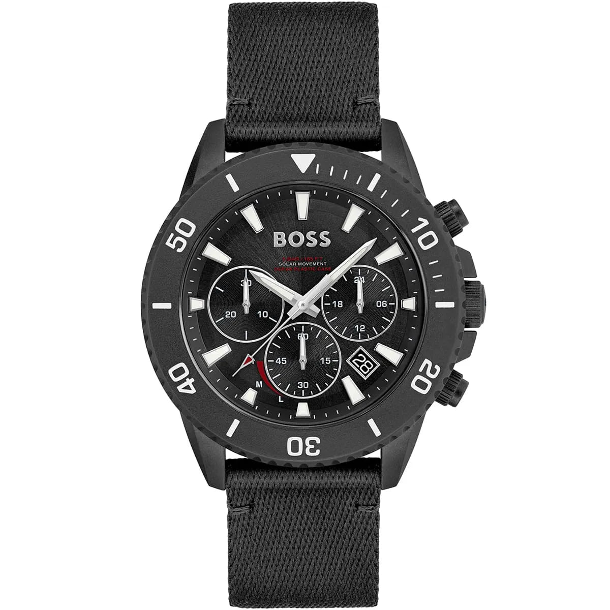 Original Hugo Boss Watch HB.293.1.47.3735 For Men Admiral 1513918 5BAR / 165FT Solar Movement Ocean Plastic Case Chronograph