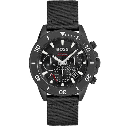 Original Hugo Boss Watch HB.293.1.47.3735 For Men Admiral 1513918 5BAR / 165FT Solar Movement Ocean Plastic Case Chronograph