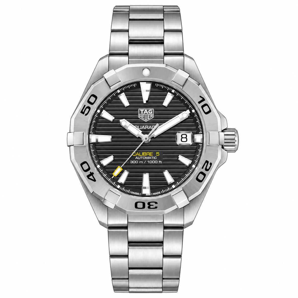 Tag Heuer Aquaracer Calibre 5 Silver Stainless Steel Grey Dial Automatic Watch for Gents - WBD2113.BA0928