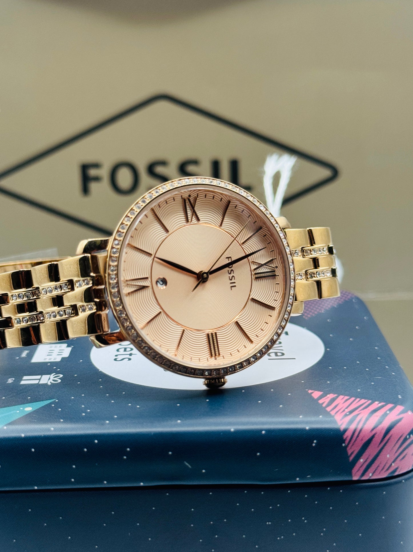Fossil Jacqueline Three-Hand Rose Gold-Tone Stainless Steel Watch 36mm Quartz (Pre-Owned)