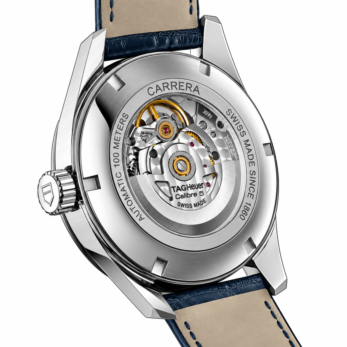 Tag Heuer Carrera Calibre 5 Blue Leather Strap Blue Dial Automatic Watch for Gents - WAR201E.FC6292