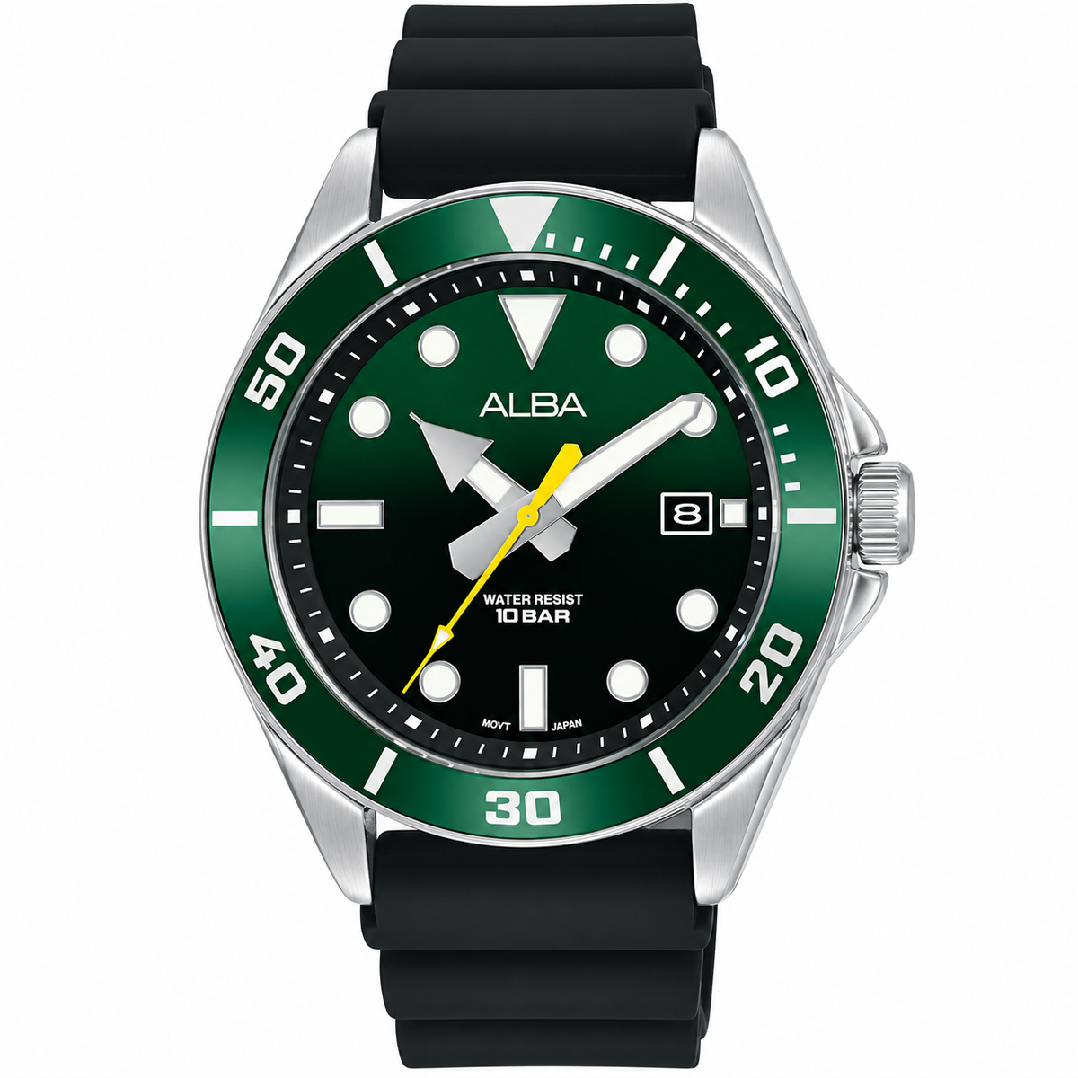 Original Alba Watch For Men Active AG8K23X1 With Green Dial Rubber Belt with Black (Like New)