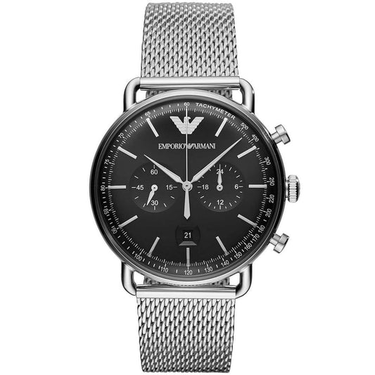 Emporio Armani Men’s Chronograph Stainless Steel Black Dial 43mm Watch AR11104