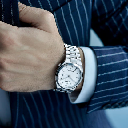 Citizen Tsuyosa Silver Stainless Steel White Dial Automatic Watch for Gents - NJ015081A