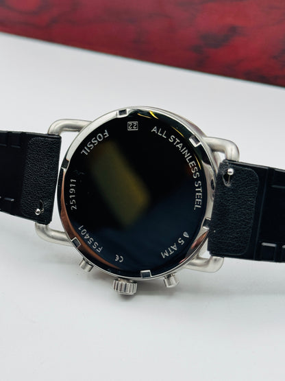 Fossil Commuter Brown Leather Strap Blue Dial Chronograph Quartz Watch for Gents - FS5401