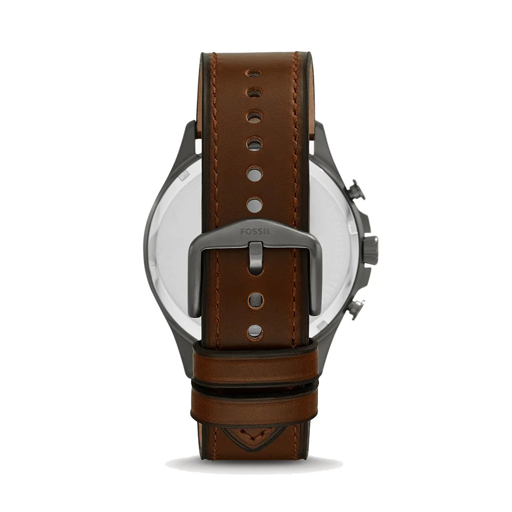 Fossil Forrester Brown Leather Strap Gray Dial Chronograph Quartz Watch for Gents - FS5815
