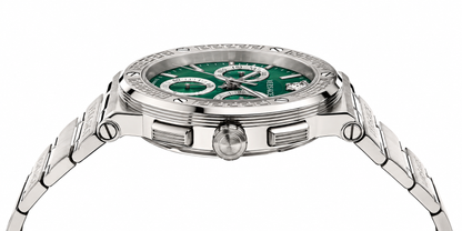 Versace Grace Logo Silver Stainless Steel Green Dial Chronograph Quartz Watch for Gents - VEZ900121