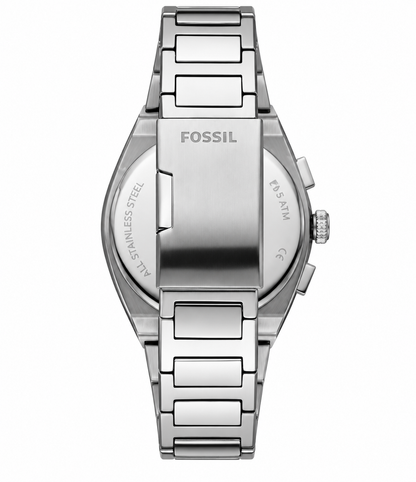 Fossil Everett Silver Stainless Steel Green Dial Chronograph Quartz Watch for Gents - FS5964