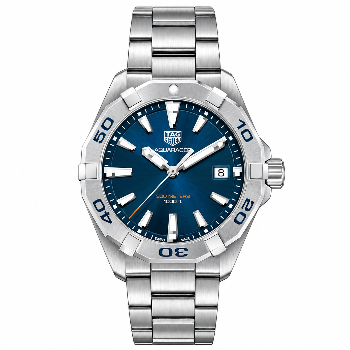 Tag Heuer Aquaracer Silver Stainless Steel Blue Dial Quartz Watch for Gents - WBD1112.BA0928