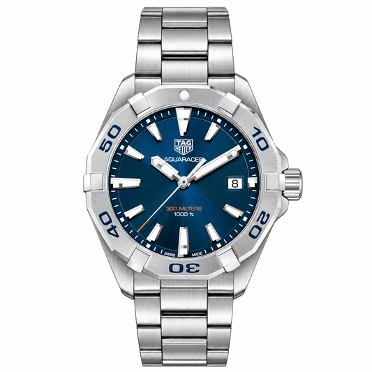 Tag Heuer Aquaracer Silver Stainless Steel Blue Dial Quartz Watch for Gents - WBD1112.BA0928