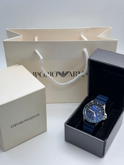 Emporio Armani Men’s Quartz Blue Silicone Strap Blue Dial 42mm Watch AR11592