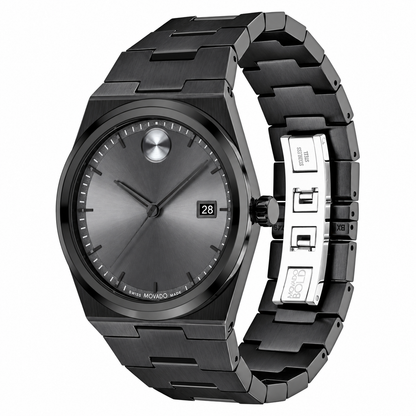 Movado Black Stainless Steel Grey Dial Quartz Watch for Gents - Movado 3601224