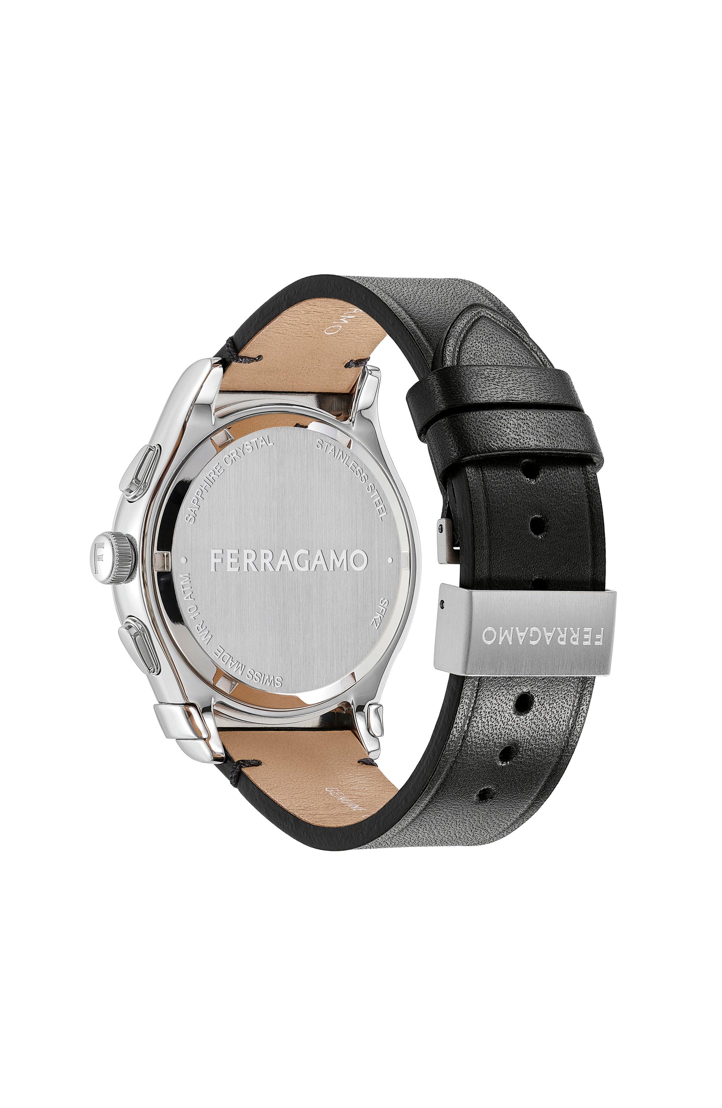 Salvatore Ferragamo 1927 Chrono Analog Black Dial Black Leather Strap Watch For Men Sfkz00123