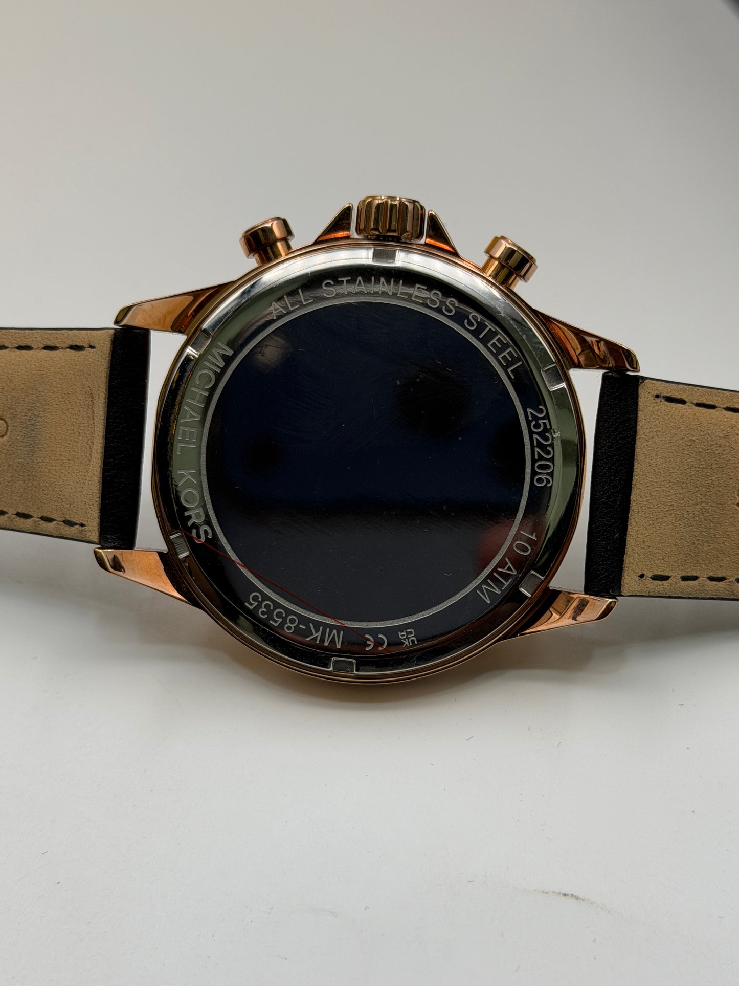 Michael Kors Gage Black Leather Strap Black Dial Chronograph Quartz Watch for Gents - MK8535