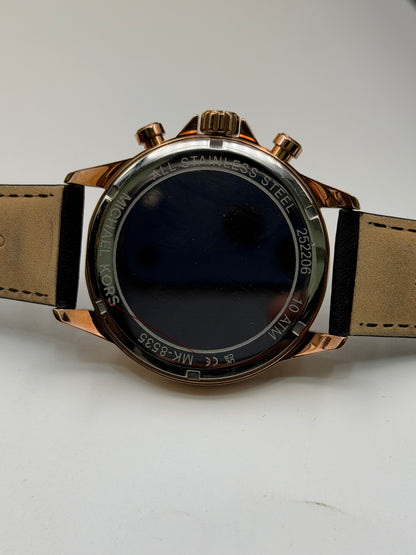 Michael Kors Gage Black Leather Strap Black Dial Chronograph Quartz Watch for Gents - MK8535