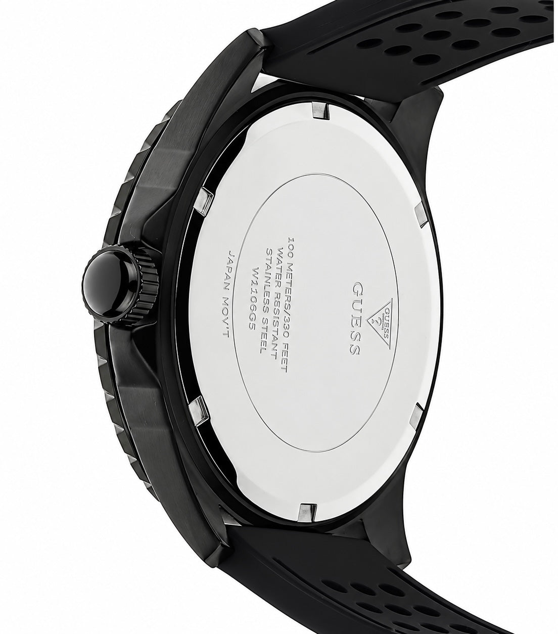 Guess Odyssey Black Silicone Strap Black Dial Quartz Watch for Gents - W1108G5