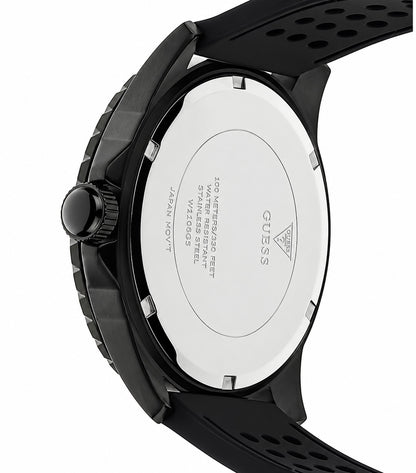 Guess Odyssey Black Silicone Strap Black Dial Quartz Watch for Gents - W1108G5