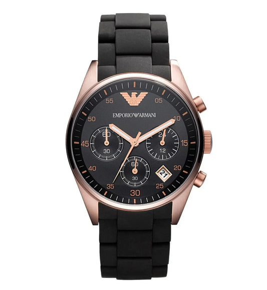 Emporio Armani Women’s Quartz Silicone Stainless Steel Black Dial Watch AR5906