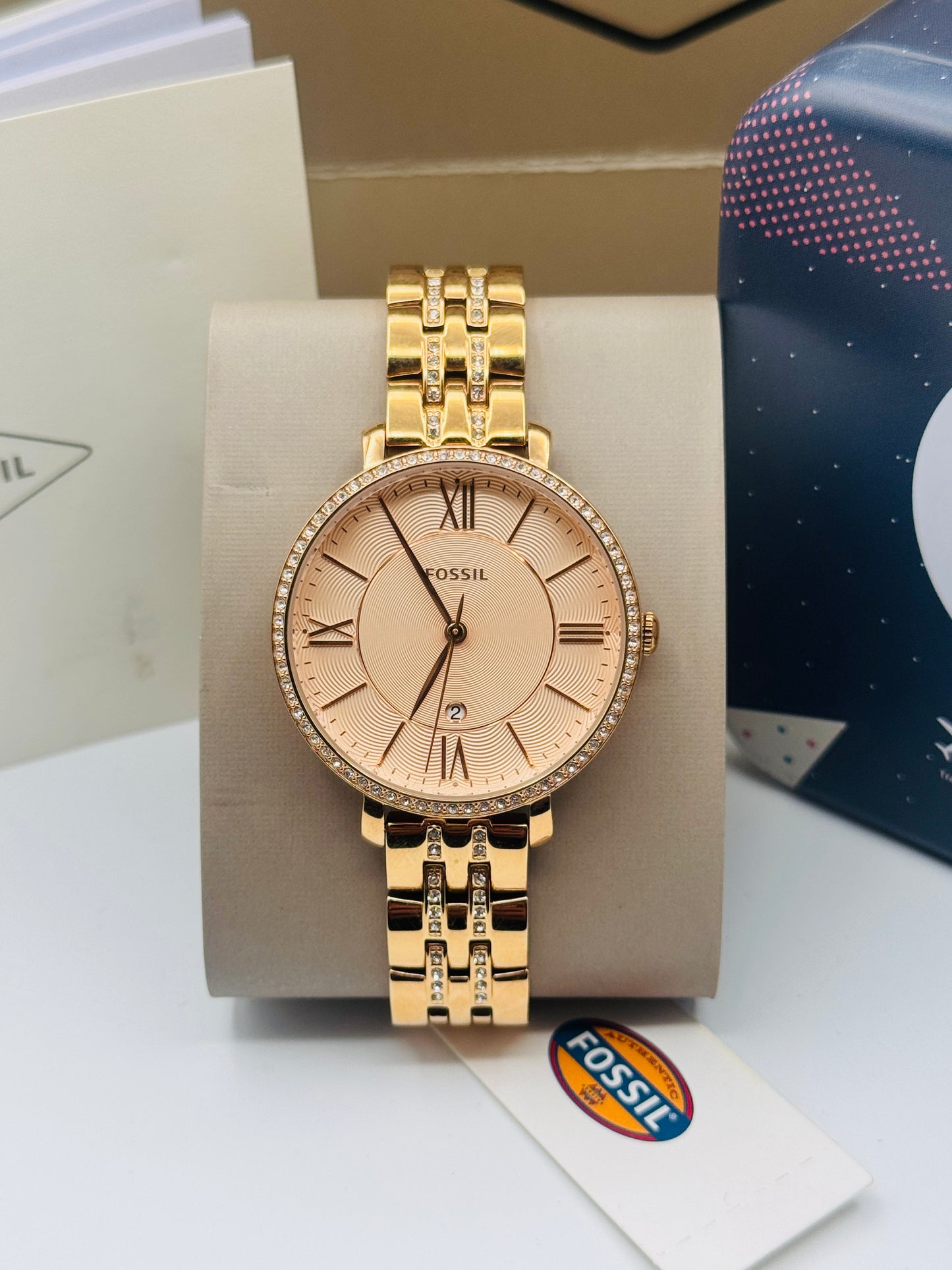 Fossil Jacqueline Three-Hand Rose Gold-Tone Stainless Steel Watch 36mm Quartz (Pre-Owned)