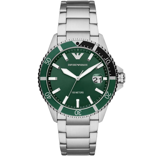 Emporio Armani Men’s Quartz Stainless Steel Green Dial 42mm Watch AR11338