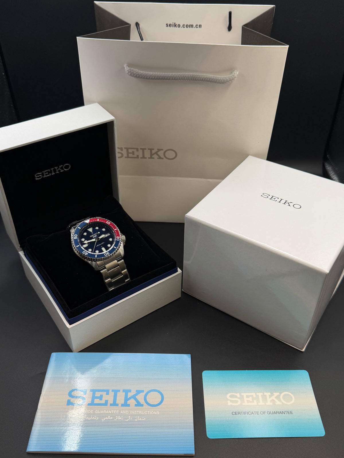Seiko 5 Sports SRPD53 42.5 mm Blue Dial Pepsi Bezel Automatic Men Watch Steel