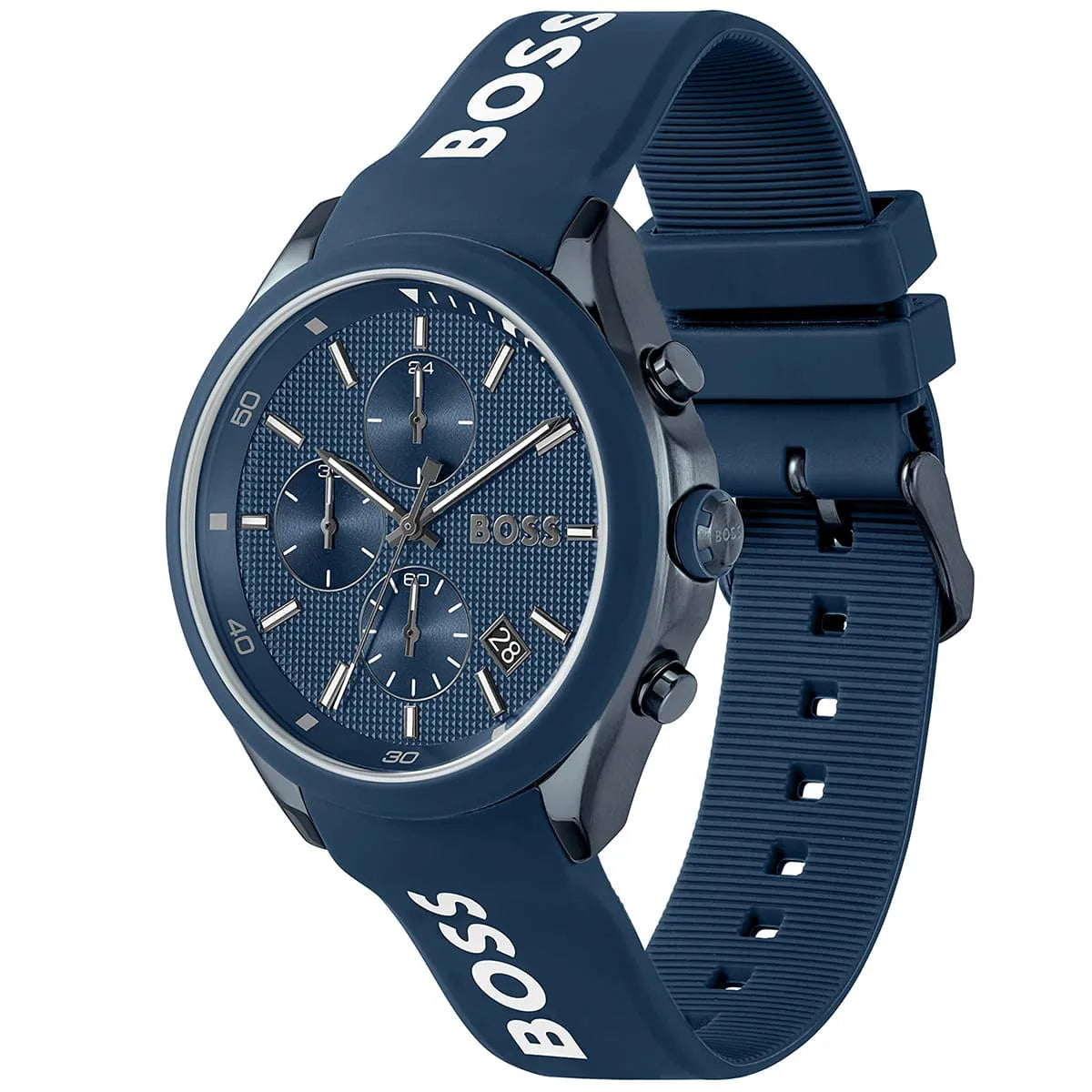 Hugo Boss Velocity Chronograph Blue Dial Blue Rubber Strap Watch For Men - 1514061