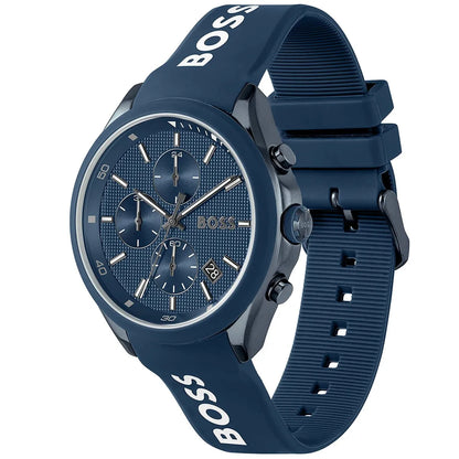 Hugo Boss Velocity Chronograph Blue Dial Blue Rubber Strap Watch For Men - 1514061