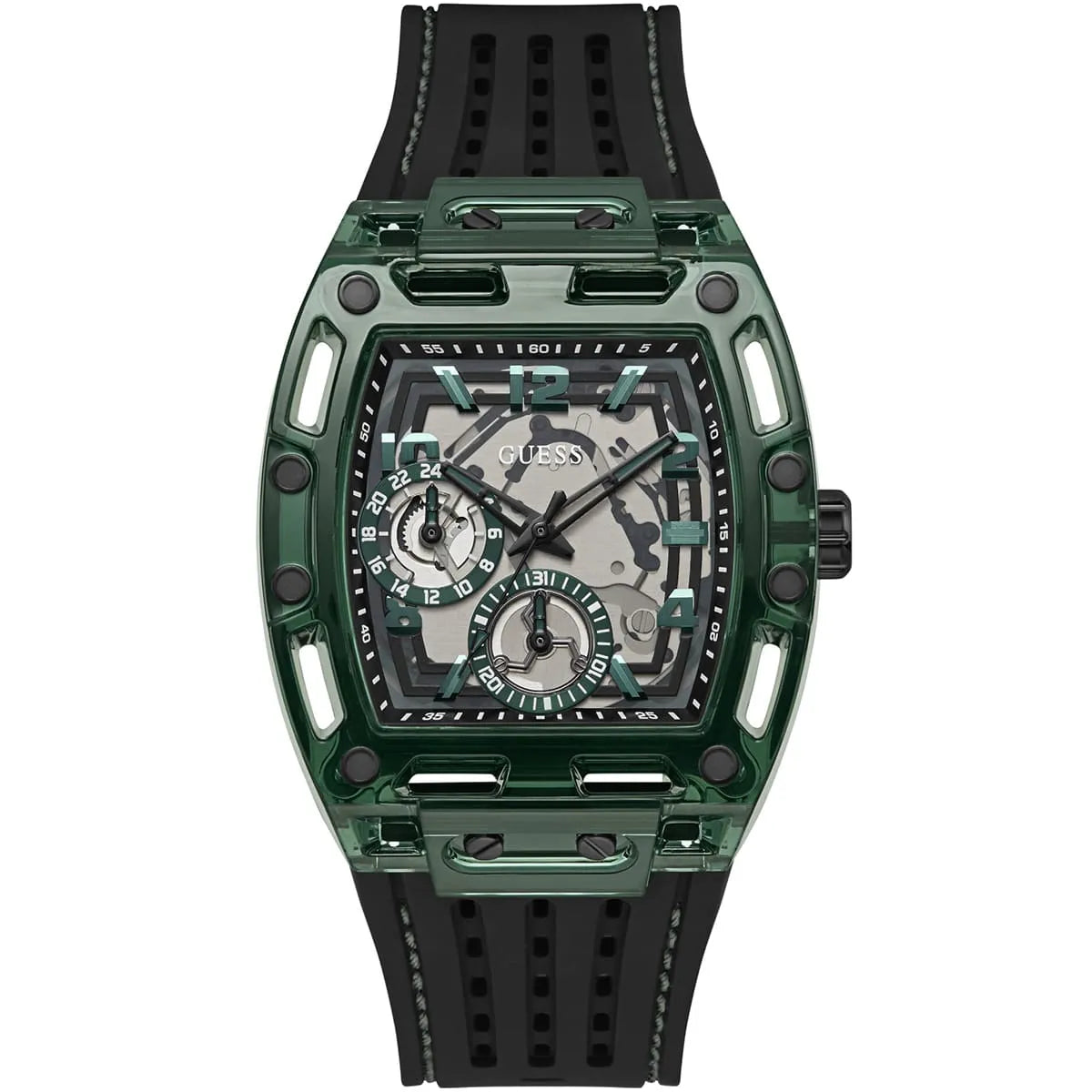Guess Phoenix Black Silicone Strap Multicolor Dial Quartz Watch for Gents - GW0499G7